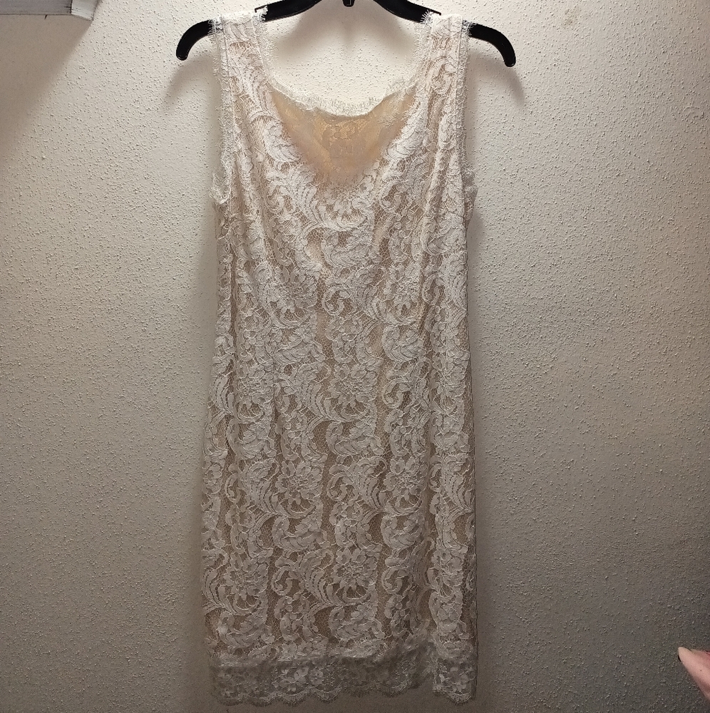 Impressions Cream Colored lace dress size L